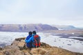 Couple of hikers travel in Iceland