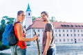 Couple hiking at Danube Weltenburg monastery