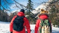 Couple hiking on extreme terrain Royalty Free Stock Photo