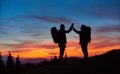 Couple hiking in the mountains together Royalty Free Stock Photo