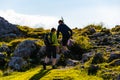 A couple hiking over mountain in Austria Styria