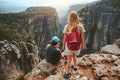 Couple hiking together travel hiking healthy lifestyle active summer vacations outdoor man and woman