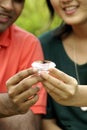 Couple holding a diamond