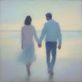 Couple holding hands on the beach. AI-Generated.