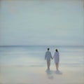 Couple holding hands on the beach. AI-Generated.