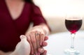 Couple holding hands on a date Royalty Free Stock Photo