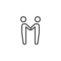 Couple holding hands each other line icon