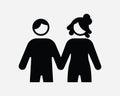 Couple Holding Hands Icon Date Dating Relationship Together Love Lover Romantic Hold Hand Arm Shape Sign Symbol EPS Vector