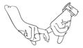 Couple holding hands, one contiguous line vector illustration