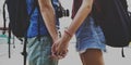 Couple holding hands park background Royalty Free Stock Photo