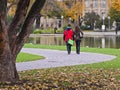 Couple holding hands at park