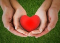 Couple holding heart shape in cupped hands Royalty Free Stock Photo