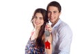 Couple holding new house keys. Royalty Free Stock Photo