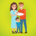 Couple Holds Newborn and Small Boy Standing near Royalty Free Stock Photo