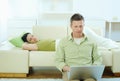 Couple at home Royalty Free Stock Photo