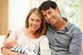 Couple at home with new baby Royalty Free Stock Photo