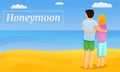 Couple honeymoon concept banner, cartoon style