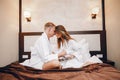 Couple in a hotel Royalty Free Stock Photo