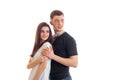 Couple hugging and looking to the side Royalty Free Stock Photo