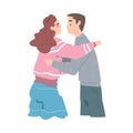 Couple Hugging, Meeting of Friends, Girl and Guy Embracing Each Other Cartoon Style Vector Illustratio Royalty Free Stock Photo