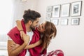 Couple hugging in the morning Royalty Free Stock Photo