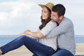 Couple hugging sea view Royalty Free Stock Photo