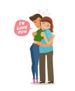 Couple hugs each other. Love, romance concept. Cartoon vector illustration Royalty Free Stock Photo