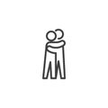 Couple hugs line icon