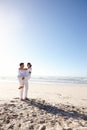 Couple, husband, wife and honeymoon on island and happy for getaway, travel and vacation in Bali. Man and woman and love Royalty Free Stock Photo