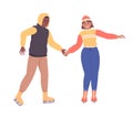 Couple on ice skating date semi flat color vector characters Royalty Free Stock Photo