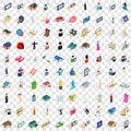 100 couple icons set, isometric 3d style