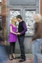 Couple inlove standing on the street