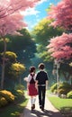 A couple japanese culture anime art