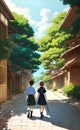 A couple japanese culture anime art