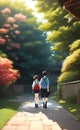 A couple japanese culture anime art