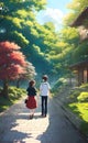 A couple japanese culture anime art