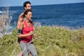 Couple of joggers by the seaside