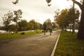 Couple jogging in the park having sport workout in nature together. Healthy lifestyle concept. Royalty Free Stock Photo