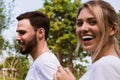 Young couple jogging, running and excercise in the park Royalty Free Stock Photo