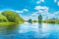 Couple at kayak trip on blue river Royalty Free Stock Photo