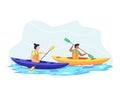 Couple kayaking together illustration Royalty Free Stock Photo