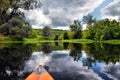 Couple kayaking together in mangrove river. Royalty Free Stock Photo