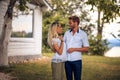 Couple With Keys Standing Outside Royalty Free Stock Photo