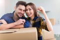Couple with keys to new home Royalty Free Stock Photo