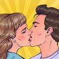 Romantic vector illustration in pop art style on love story theme. Royalty Free Stock Photo