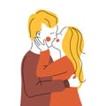 Couple kiss line Royalty Free Stock Photo