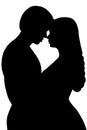 Couple Kiss Silhouette, Man Kissing Woman, Heart Shape Contour