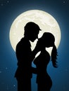 Couple kisses in the moonlight Royalty Free Stock Photo