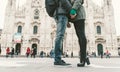 Couple kissing in Duomo square, Milan