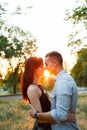 Couple kissing happiness fun. Interracial young couple Royalty Free Stock Photo